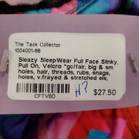 Full Face Slinky, Pull On, Velcro *gc/fair, big & sm holes, hair, threads, rubs, snags, holes, v.frayed & stretched els, unstitched eyes