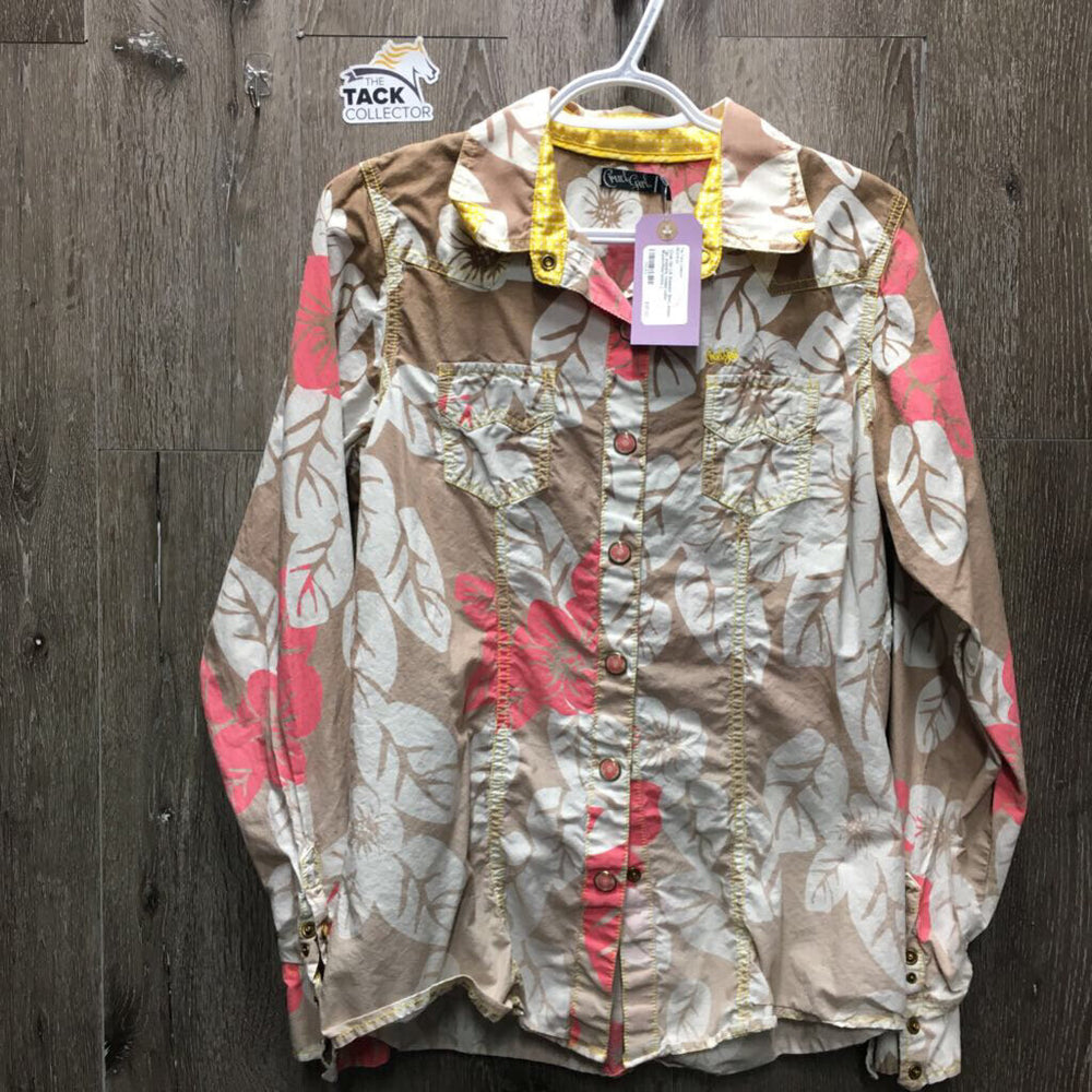 LS Western Shirt, snaps *gc, puckers, folded collar