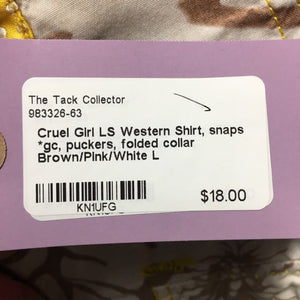 LS Western Shirt, snaps *gc, puckers, folded collar