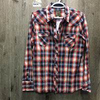 LS Western Shirt, snaps *gc, seam puckers, loose threads, crinkled
