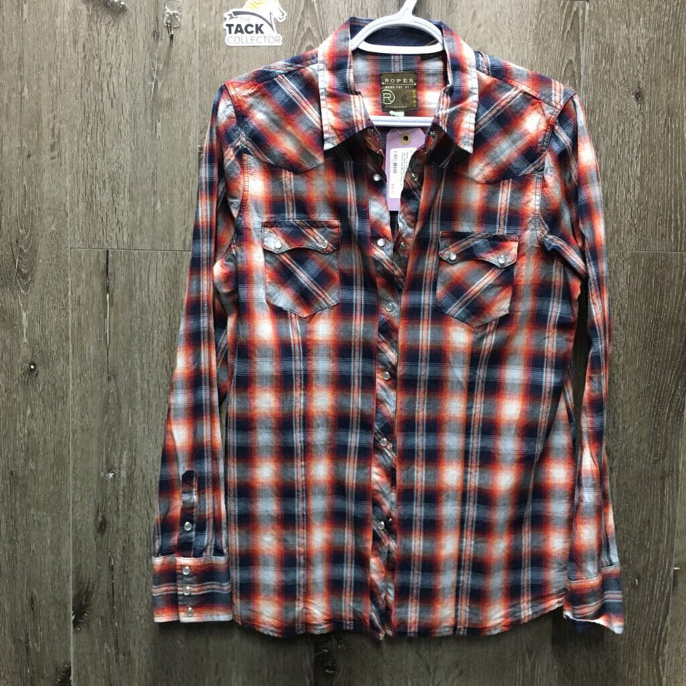 LS Western Shirt, snaps *gc, seam puckers, loose threads, crinkled
