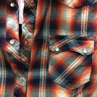 LS Western Shirt, snaps *gc, seam puckers, loose threads, crinkled
