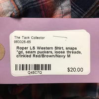 LS Western Shirt, snaps *gc, seam puckers, loose threads, crinkled
