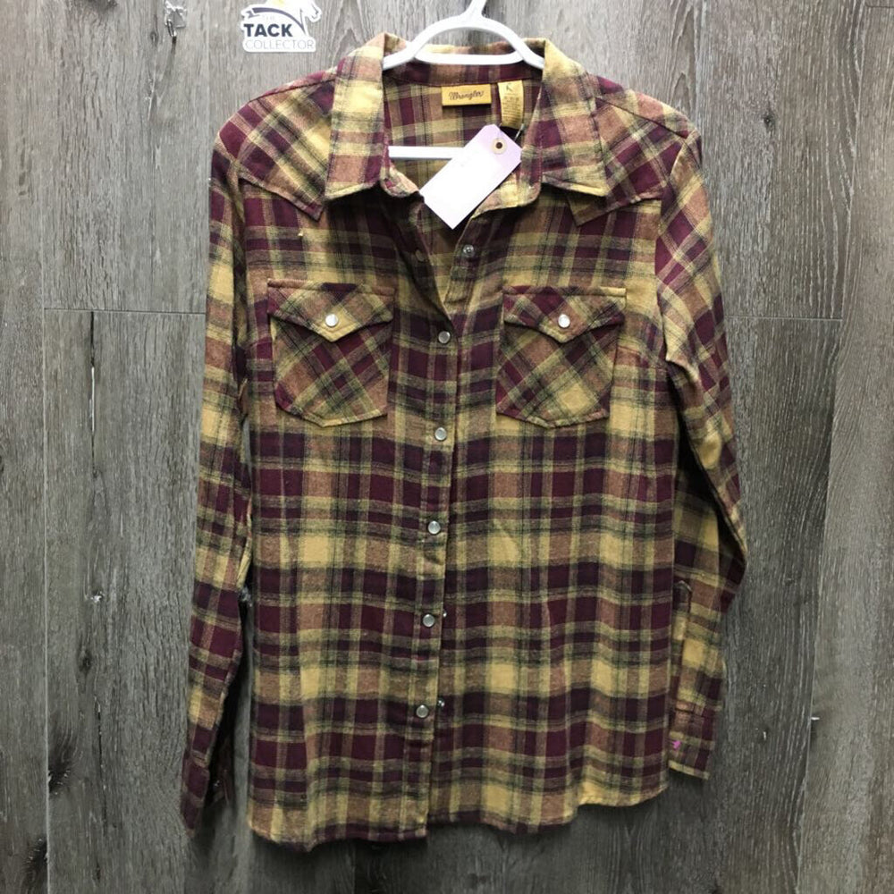 LS Flannel Western Shirt, snaps *vgc