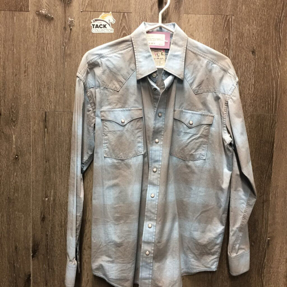 MENS LS Western Shirt, Snap *vgc/gc, seam puckers, marker