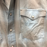 MENS LS Western Shirt, Snap *vgc/gc, seam puckers, marker