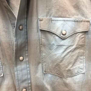 MENS LS Western Shirt, Snap *vgc/gc, seam puckers, marker