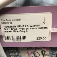 MENS LS Western Shirt, Snap *vgc/gc, seam puckers, marker