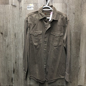 MENS LS Western Shirt, Snaps *vgc, mnr faded, hair & seam puckers
