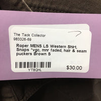 MENS LS Western Shirt, Snaps *vgc, mnr faded, hair & seam puckers