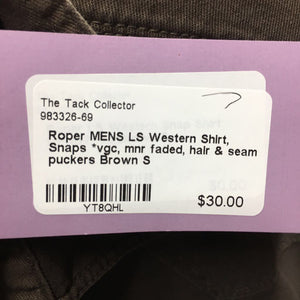 MENS LS Western Shirt, Snaps *vgc, mnr faded, hair & seam puckers