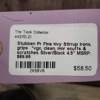 Pr Fine Hvy Stirrup Irons, grips *vgc, clean, mnr scuffs & scratches
