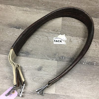 Narrow Thick Padded Leather Girth, 1x Elastic *gc/fair, v.stiff, hard, clean, older, mnr dirt, creases, stains
