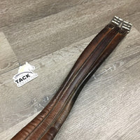 Narrow Thick Padded Leather Girth, 1x Elastic *gc/fair, v.stiff, hard, clean, older, mnr dirt, creases, stains

