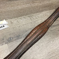 Narrow Thick Padded Leather Girth, 1x Elastic *gc/fair, v.stiff, hard, clean, older, mnr dirt, creases, stains
