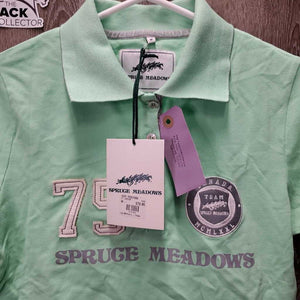 SS Polo Shirt, 1/2 Button Up "Team Spruce Meadows", tag *new
