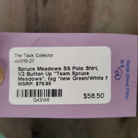 SS Polo Shirt, 1/2 Button Up "Team Spruce Meadows", tag *new
