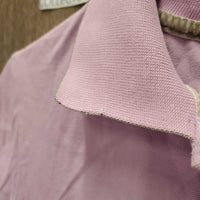 SS Polo Shirt, 1/4 Button Up"Team Spruce Meadows" *gc, pit stains, curled collar end, curled/creased velvet, logo rubs & threads
