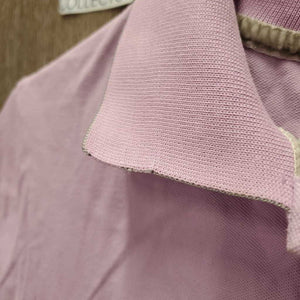 SS Polo Shirt, 1/4 Button Up"Team Spruce Meadows" *gc, pit stains, curled collar end, curled/creased velvet, logo rubs & threads