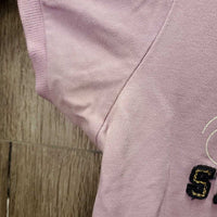 SS Polo Shirt, 1/4 Button Up"Team Spruce Meadows" *gc, pit stains, curled collar end, curled/creased velvet, logo rubs & threads
