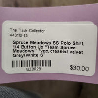 SS Polo Shirt, 1/4 Button Up "Team Spruce Meadows" *vgc, creased velvet
