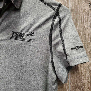 SS Polo Shirt, 1/4 Button Up "Team Spruce Meadows" *vgc, clean, faded