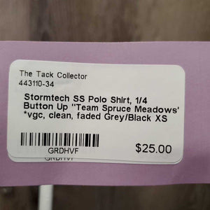 SS Polo Shirt, 1/4 Button Up "Team Spruce Meadows" *vgc, clean, faded