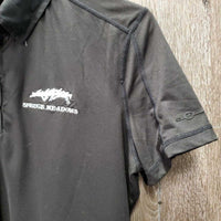 SS Polo Shirt, 1/4 Button Up "Spruce Meadows" *vgc, mnr faded
