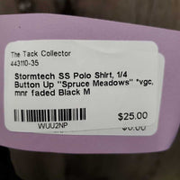 SS Polo Shirt, 1/4 Button Up "Spruce Meadows" *vgc, mnr faded
