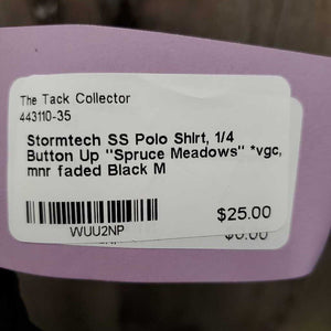 SS Polo Shirt, 1/4 Button Up "Spruce Meadows" *vgc, mnr faded
