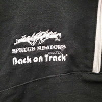 SS Polo Shirt, 1/4 Zip up "Spruce Meadows" *gc, pit stains, hairy, mnr faded & edge rubs
