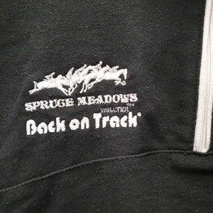 SS Polo Shirt, 1/4 Zip up "Spruce Meadows" *gc, pit stains, hairy, mnr faded & edge rubs