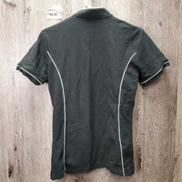 SS Polo Shirt, 1/4 Zip up "Spruce Meadows" *gc, pit stains, hairy, mnr faded & edge rubs
