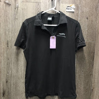 SS Polo Shirt, 1/3 Button Up "Spruce Meadows" *vgc, mnr hair
