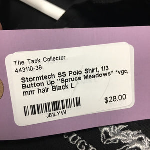 SS Polo Shirt, 1/3 Button Up "Spruce Meadows" *vgc, mnr hair