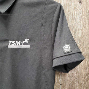 SS Polo Shirt, 1/4 Button Up "TSM - Team Spruce Meadows" *vgc/gc, deodorant sparkles, mnr stains?marks