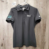 SS Polo Shirt, 1/2 Button Up "TSM - Team Spruce Meadows" *vgc, mnr deodorant sparkles