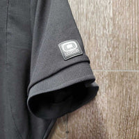 SS Polo Shirt, 1/2 Button Up "TSM - Team Spruce Meadows" *vgc, mnr deodorant sparkles
