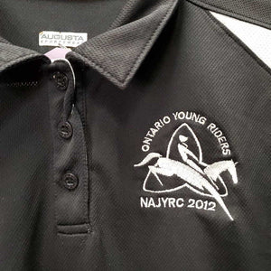 SS Polo Sun Shirt, 1/4 Button Up, Mesh sides "NAJYRC 2012" *gc, peeling logo, snags, hairy