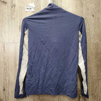 LS Sun Shirt, 1/2 Zip Up, Mesh Sleeves "WEC" *fair/gc, pit stains, dingy sleeves, v.snagged, faded