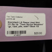 LS Fleece Lined Shirt, 1/3 Zip Up "Team Spruce Meadows" *gc, rubs, pills, older?