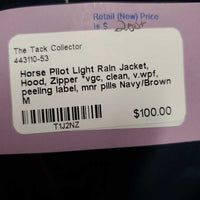 Light Rain Jacket, Hood, Zipper *vgc, clean, v.wpf, peeling label, mnr pills
