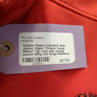 Fleece Lined Soft Shell Jacket, Zipper "Ontario Young Riders" *gc, rubs, pills, clumpy pocket lining, mnr snags
