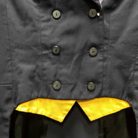Hvy Dressage Shadbelly, attached Pinnies - Points *gc, older, loose lining weights, puckers, cuff rubs
