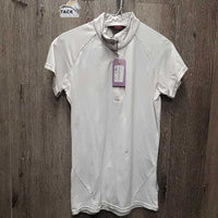 SS Show Shirt, 1/2 Zip up, snap collar, lace back *vgc, older, mnr puckers
