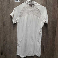 SS Show Shirt, 1/2 Zip up, snap collar, lace back *vgc, older, mnr puckers
