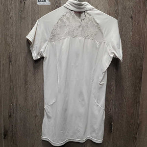 SS Show Shirt, 1/2 Zip up, snap collar, lace back *vgc, older, mnr puckers