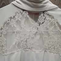 SS Show Shirt, 1/2 Zip up, snap collar, lace back *vgc, older, mnr puckers
