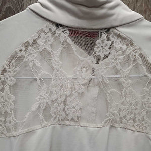 SS Show Shirt, 1/2 Zip up, snap collar, lace back *vgc, older, mnr puckers