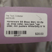 SS Show Shirt, 1/2 Zip up, snap collar, lace back *vgc, older, mnr puckers
